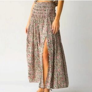 Natural Life Angelina Floral Print Midi Tiered Skirt